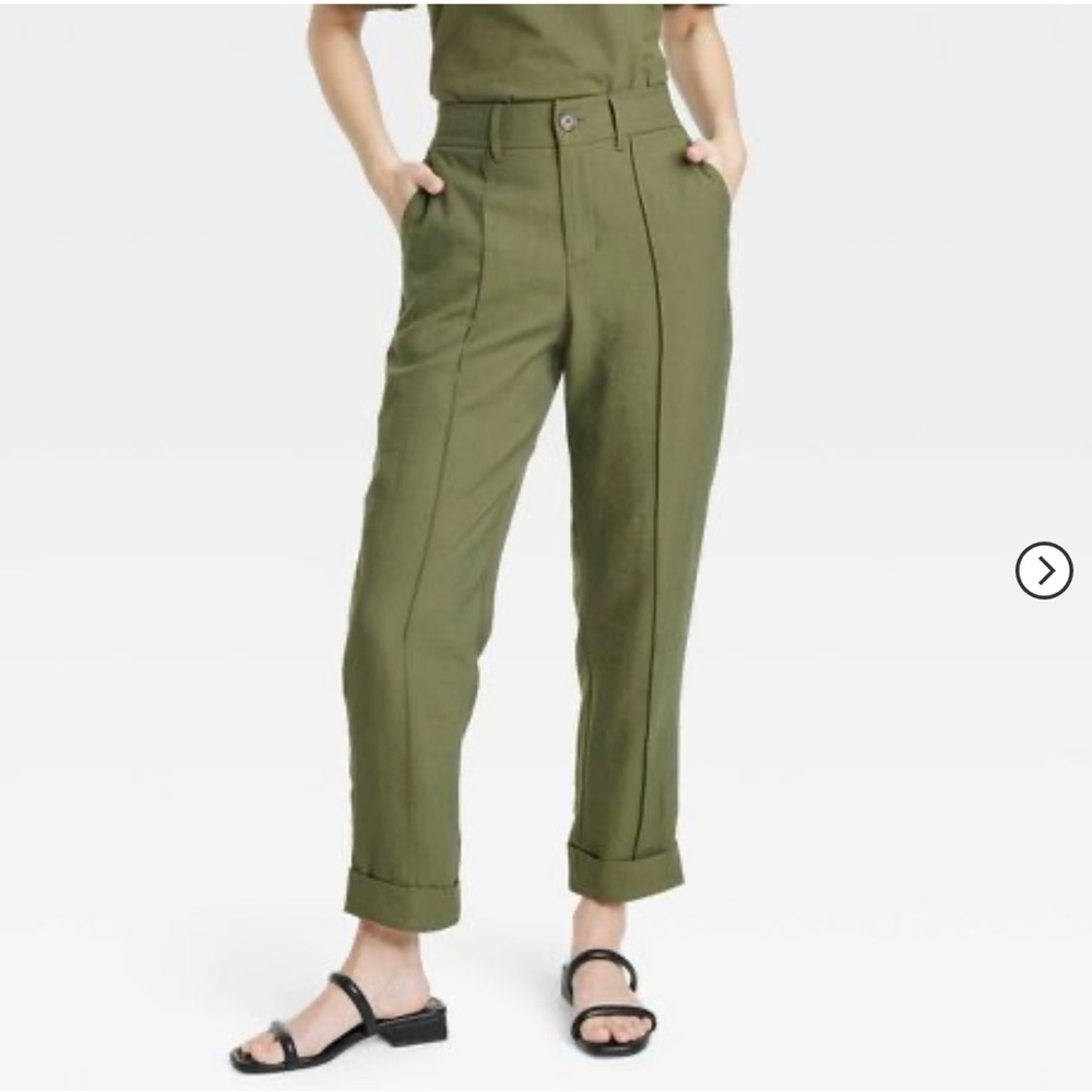 A New Day Olive Women’s High-Rise Slim Fit Effortless Pintuck Ankle Pants